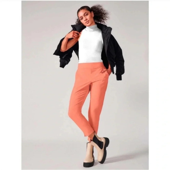 Athleta Brooklyn Ankle Pant Sunset Glow Coral Size 10 Tall NWOT New - Picture 4 of 15